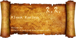 Klenk Karina névjegykártya